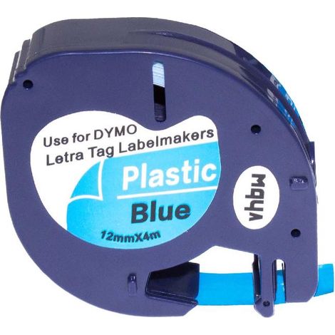 vhbw Label Tape Replacement for Dymo 91205 for Label Printer 4m x 12 mm, Black on Blue