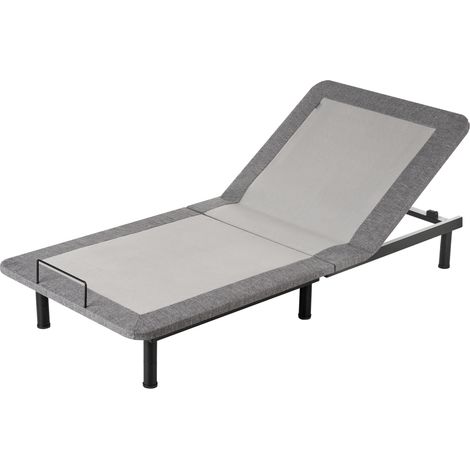 Somier articulado eléctrico 90 x 200 cm mando a distancia incluido 4 alturas de patas hierro poliéster gris Brunoy