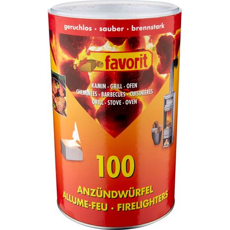 Favorit Anzündwürfel weiß, 100 Stück ° Anzünder für Kamin, Grill, in Vorratsdose