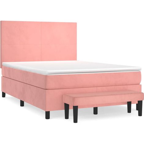 Maison Exclusive - Giroletto a Molle con Materasso Rosa 140x190 cm in Velluto (1/5)