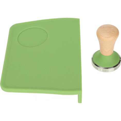 2er-Set: Grüne Kaffeetampfmatte mit Tamperhalter, staubdicht, 51 mm Durchmesser + passender Tamper (1/5)