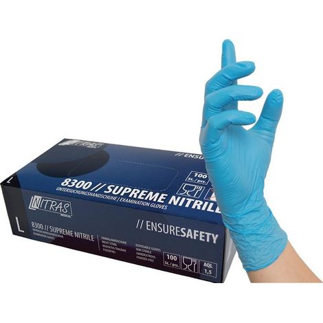 NITRAS Einweghandschuhe SUPREME NITRILE Größe L blau ( 8000236474 ) (1/4)