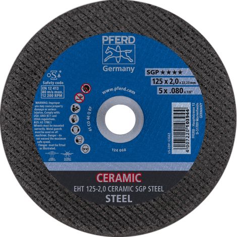 PFERD Trennscheibe EHT 125x2,0x22,23 mm gerade CERAMIC Speziallinie SGP STEEL für Stahl (1/5)