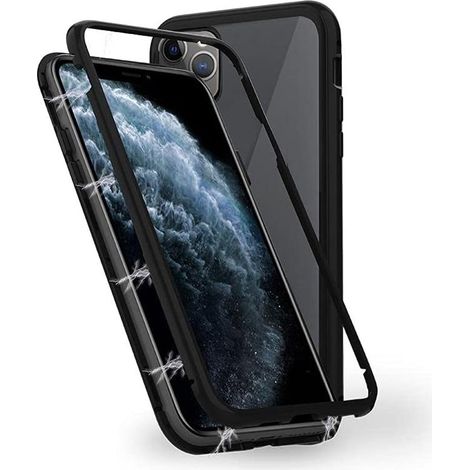 Estuche de vidrio templado doble ozone Magnetic 9H para iPhone 11 Pro Max - Negro (1/5)