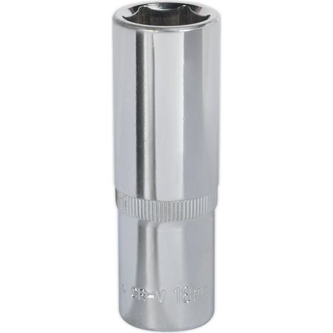 Sealey 18mm Deep Metric WallDrive Socket 1/2""Sq Drive Fully Polished SP1218D