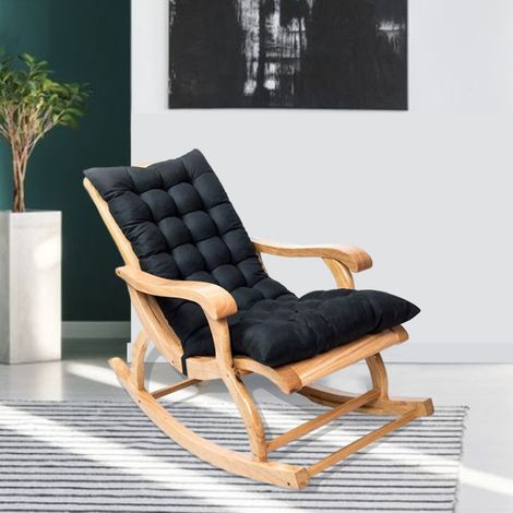 Coussin épais rembourré pour chaise de jardin, anti-dérapant avec attaches, pour transat et fauteuil à bascule (1/5)
