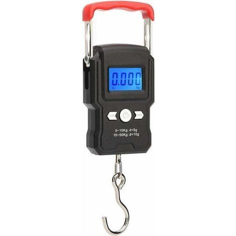 Bilancia, bilancia di precisione e dinamometro, bilancia con gancio per appendere, doppia precisione, schermo LCD retroilluminato, 50 kg / 5 g - (1/4)