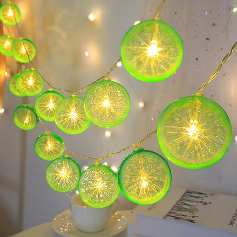 Guirlande lumineuse citrons, 3M 20 LED lumière citron, lumière citron vert, lumière décorative pour terrasse, alimentée par piles pour carnaval, Halloween, intérieur et extérieur (1/5)