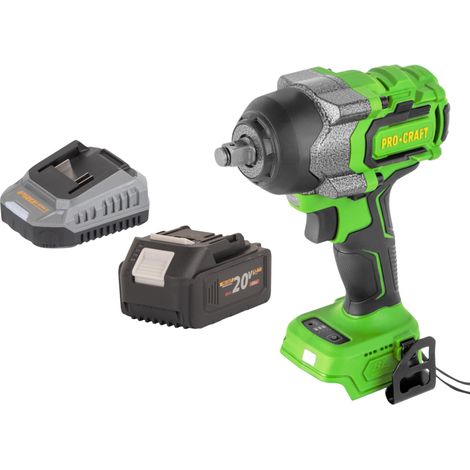 Atornillador de impacto a batería Procraft PWA36bb 20 V 850 Nm 1/2" sin escobillas + 1 batería de 4,0 Ah + cargador