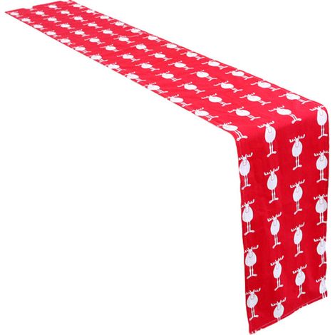 30 cm x 180 cm roter Weihnachtstischläufer aus Baumwolle und Leinen