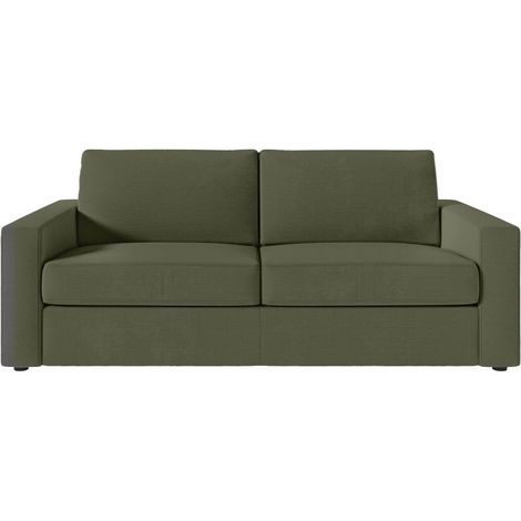 Canapé ADELE convertible 3 places couchage 160x190cm déhoussable - matelas 17cm - tissu vert kaki (1/5)