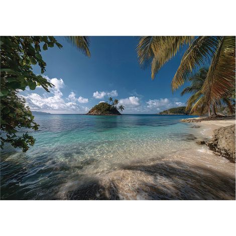 Fototapete Strand Palmen Ozean – Moderne Großformat Wandtapete 150x105 cm – Für Wohnzimmer & Schlafzimmer