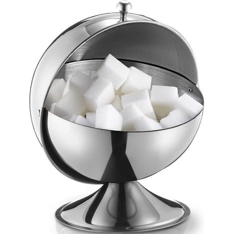 Sucrier à café - Sucrier sphérique en acier inoxydable à col roulé