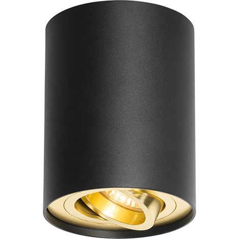 Qazqa – Spot encastrable noir orientable et inclinable – Ø 97 mm – Aluminium et acier – Éclairage intérieur pour salon, chambre, cuisine, salle à manger
