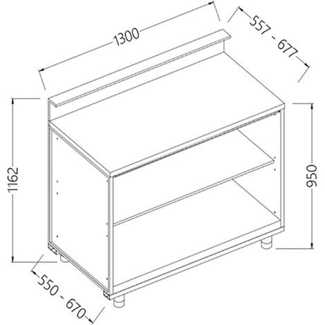 Comptoir de bar neutre 1300 x 550 x 1162mm - Diamond