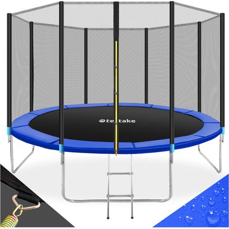 Trampoline 396 cm de diamètre en acier noir et bleu