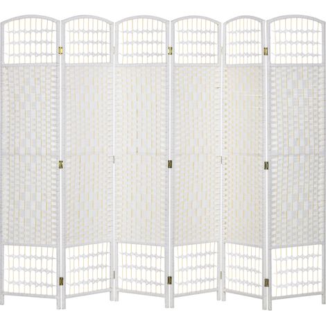 HOMCOM 6 Panel Folding Room Divider, Freestanding Privacy Screen, White (1/5)
