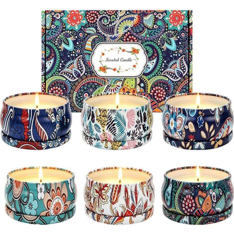 Coffret cadeau bougies parfumées 6 pièces cire de soja aromathérapie avec 6 parfums (1/5)