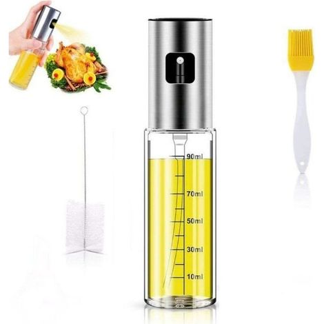 Pulvérisateur d'huile en Verre Premium 100 ml, Spray de Cuisine Anti-goutte avec Distributeur, Accessoire pour Cuisine et Friteuse à Air (1/4)