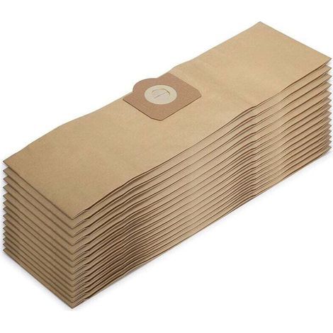 Confezione da 10 sacchetti per aspirapolvere Karcher WD3 Premium WD3S WD3P 6.959-130.0 MV3 WD 3.200 6.904-051.0 A2504 A2604. Sacchetti di carta per la raccolta dei rifiuti. (1/2)