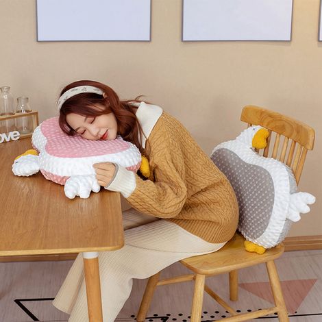 Coussin ventre de chat de dessin animé, mousse à mémoire de forme à rebond lent, coussin en peluche oie populaire en ligne, coussin de dossier individuel pour enfant, gris. (1/5)