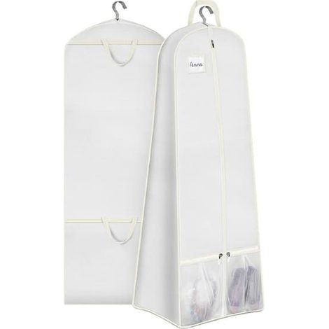 Housse pliable pour robe de mariée en tissu non tissé - Sac de rangement blanc (1/4)