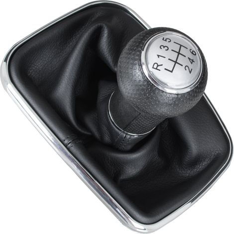 Pomo de palanca de cambios plateado para VW Golf IV 97-03 + funda con marco cromado, 6 velocidades, 23 mm (1/5)