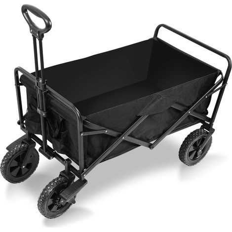 SWANEW Trolley pieghevole da trasporto Trolley da giardino da spiaggia Trolley sportivo robusto nero 96 L (1/5)