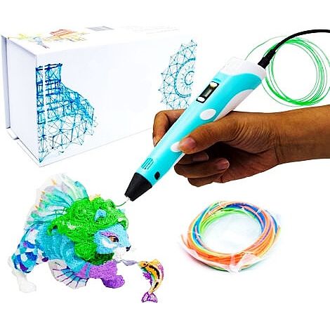Penna 3D P1 - Include una penna 3D, 3 colori di filamento PLA per principianti, un libro di stencil + una guida al progetto e un adattatore (confezione regalo casuale)