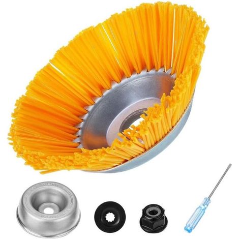 4 têtes de désherbage en nylon, brosse rotative ronde pour débroussailleuse, diamètre 200 mm, trou central 25,4 mm, usage jardin et espaces urbains (1/4)