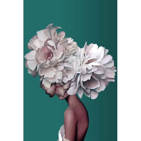 Tableau sur verre synthétique visage fleuri 65x97 cm - Impression sur Verre synthétique - Image HD  imprimée sur Verre synthétique - Tableau mural décoratif - Fabriqué en France (1/5)