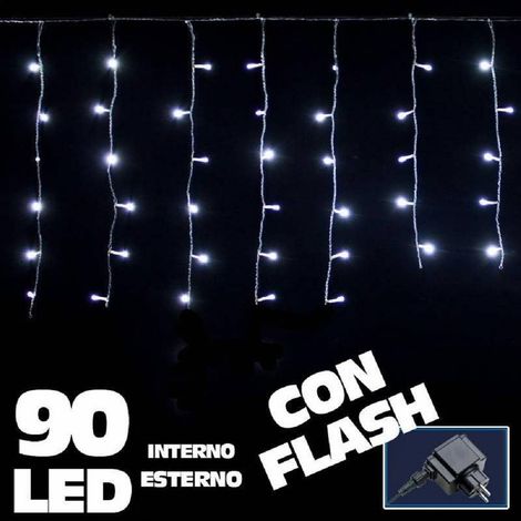 TRADE SHOP - Tenda Luminosa Natalizia 90 Led Luce Bianco Freddo 3 Metri Esterno Luci Cavo 5mt - (1/2)