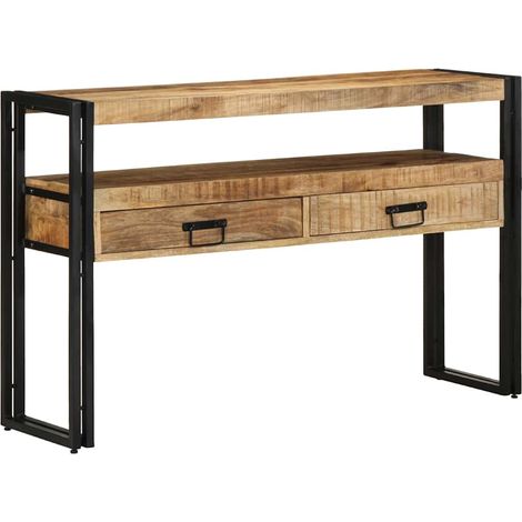 Konsolentisch mit Regal Braun 120 x 33 x 75 cm Massivholz Mango