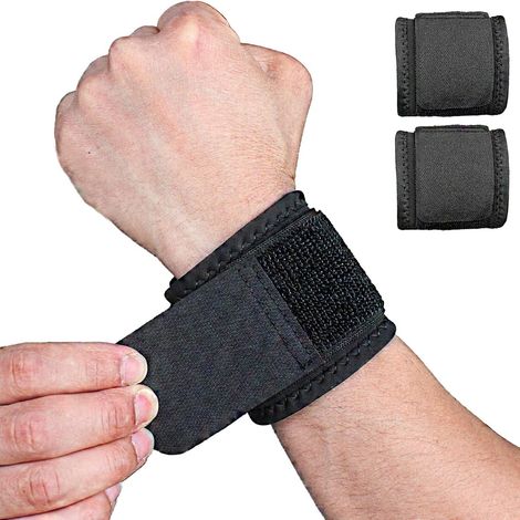 Attelle de poignet réglable en deux parties avec sangle de soutien, adaptée au fitness et à l'haltérophilie (noire) (1/5)