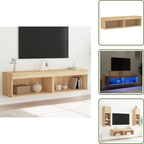 The Living Store Meubles TV avec lumières LED 2 pcs chêne sonoma 60x30x30 cm - Meuble Tv - Meuble Téléviseur - Support Tv - Éclairage Led - Meuble Audiovisuel (1/5)