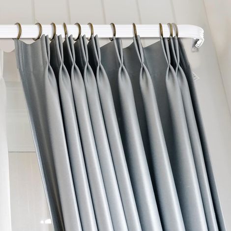4-piece adjustable width single curtain rod/kitchen cabinet rod, white and gray, easy installation, telescopic Roman rod (1/5)