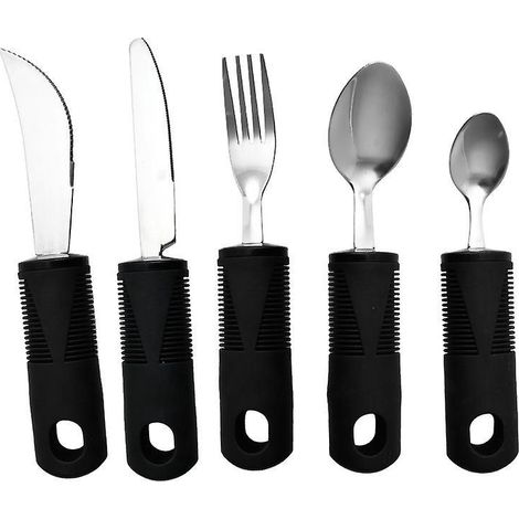 ensemble De Cinq Pices, Couteau, Fourchette Et Cuillre En Acier Inoxydable , Cuillre Glace Professionnelle En Inox - Forme Pointue (1/5)