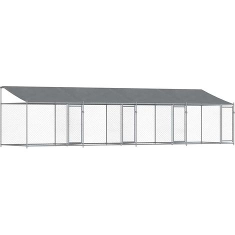 Dog Cage with Roof and Doors Grey 8x2x2 m Galvanised Steel vidaXL