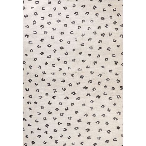 Tapis Beige en Coton 160 x 230 cm Tissu Jacquard à Motif Léopard pour Salon Afis