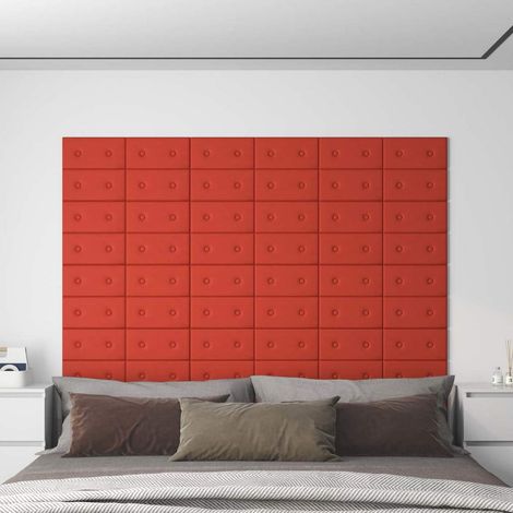 Wandkopfteilen 12 pcs Rot 30 x 15 cm Kunstleder