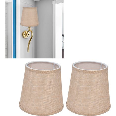 Lampenschirm aus Stoff, europäischer minimalistischer Stil, grobes aprikosenfarbenes Leinenfinish, geeignet für Lampen mit E14-Schraubsockel, Stehlampen, Tischlampen, Pendelleuchten und Wandleuchten. (1/5)