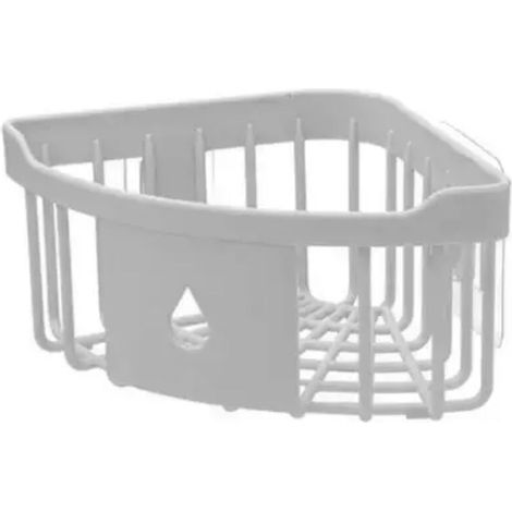 Étagère de cuisine sans trou étagère de douche de salle de bains étagère d'angle baignoire étagère murale étagère de rangement organisateur accessoires de cuisine blanc (1/5)