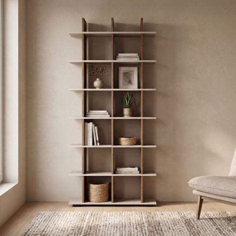 Libreria a Giorno Navas20A 12 Vani Colore Artisan Oak e Cashmere