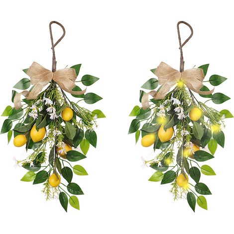 Piles AA non fournies par le client. Couronne de citrons à l'envers sur le sapin / 60 cm avec corde, 45 cm sans corde. (1/5)