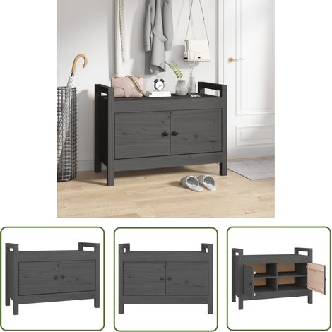Banc d'entrée Gris 80x40x60 cm Bois de pin massif (1/5)