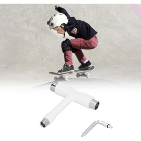 Outil en T pour skateboard, clé hexagonale multifonctionnelle professionnelle blanche (1/5)