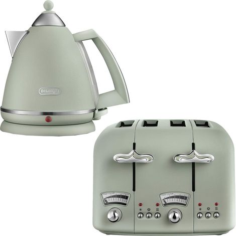 Delonghi Argento 1.7L Kettle & 4 Slice Toaster Set, Green (1/4)