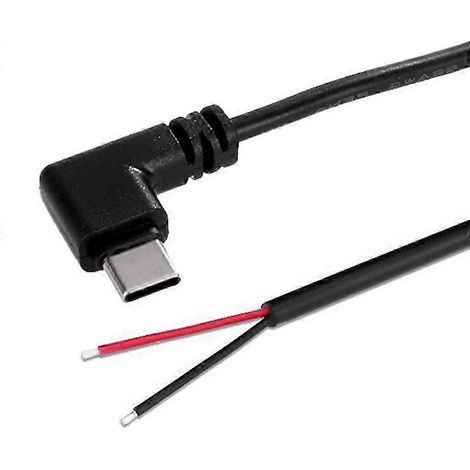 Câble d'alimentation USB-C à 2 broches, fil nu 22 AWG, compatible 5 V 3 A, 2 m, connecteur droit (1/5)