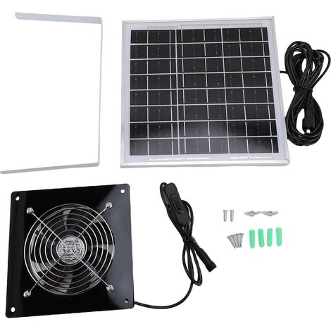 Ventilateur d'extraction à énergie solaire, panneau 8W et Ventilation à grande vitesse pour serre, poulailler, hangar, maison pour animaux de compagnie