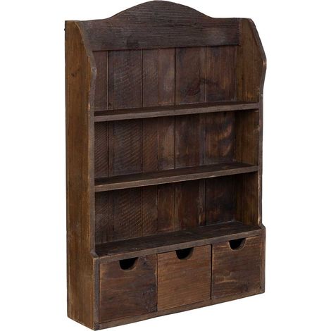 Estantería de madera con 3 cajones y 2 baldas marrón 60x15x87h cm (1/5)